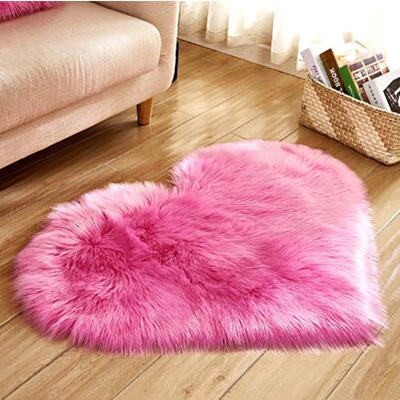 Plush Heart Shaped Bedroom Mat