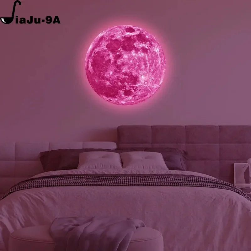 Aesthetic 3D Glow Luminous Moon Wall Sticker