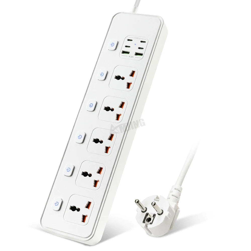 UK Plug Power Strip With USB AC Port Charge - 2M Extension