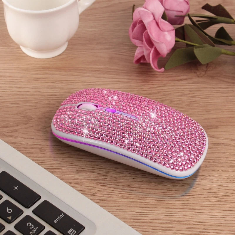 Wireless Mouse with Crystal Diamonds