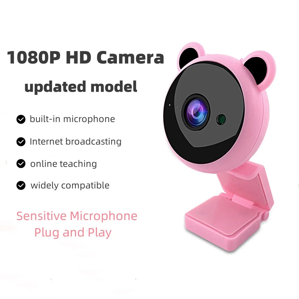 USB 1080P HD Cute Webcam With 90 Degree Wide Angle