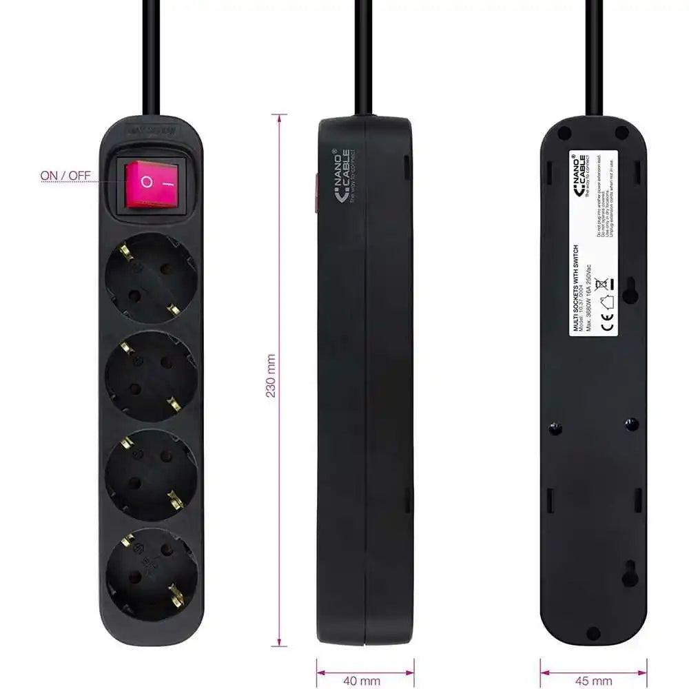 Nanocable Power Strip Black