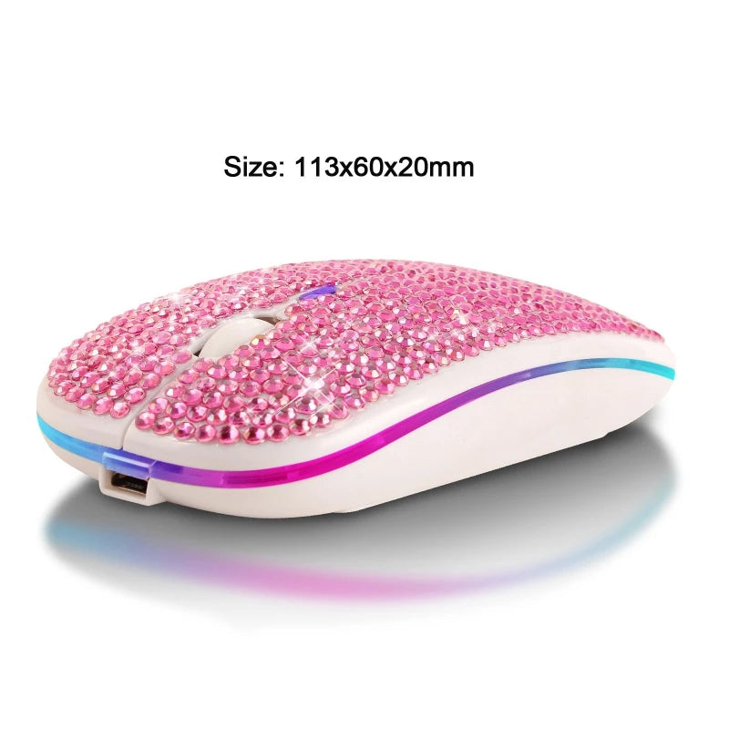 Wireless Mouse with Crystal Diamonds